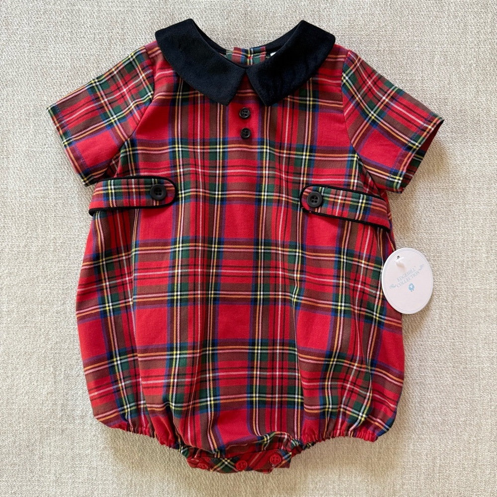 NWT Edgehill Collection Plaid Baby Bubble Romper